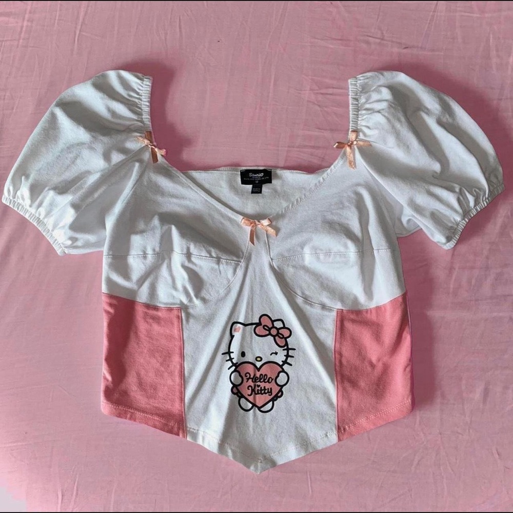 Cropped Bustier/Corset Style Hello Kitty Crop Top by Sanrio x New Girl Order
